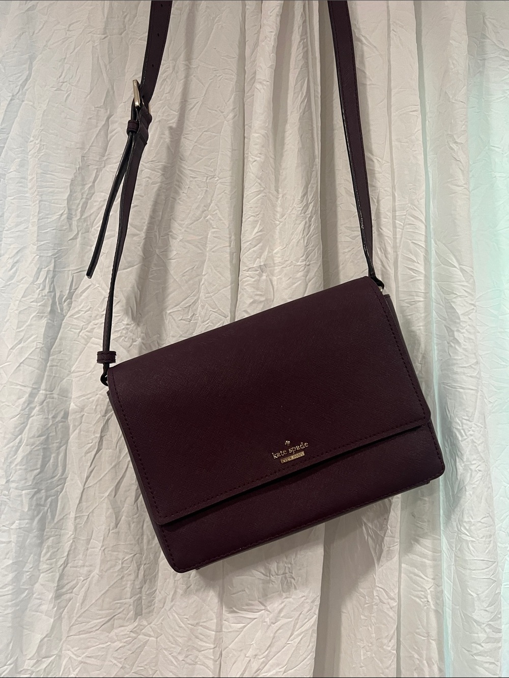 kate spade Plum Leather Crossbody in Deep Berry